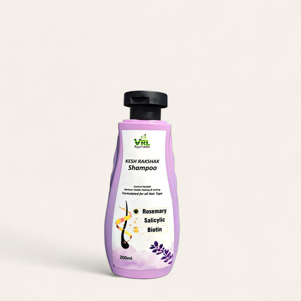 VRL Ayurveda Kesh Rakshak Anti-Dandruff Shampoo with Rosemary, Salicylic Acid & Biotin | Controls Hairfall & Itching | 200ml