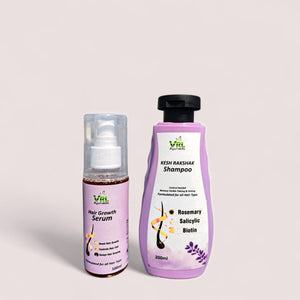 VRL Ayurveda Hair Growth Combo | Kesh Rakshak Anti-Dandruff Shampoo (Rosemary, Salicylic, Biotin) + Advanced Hair Growth Serum | Reduces Visible Flakes & Supports Stronger Hair | 200ml + 100ml